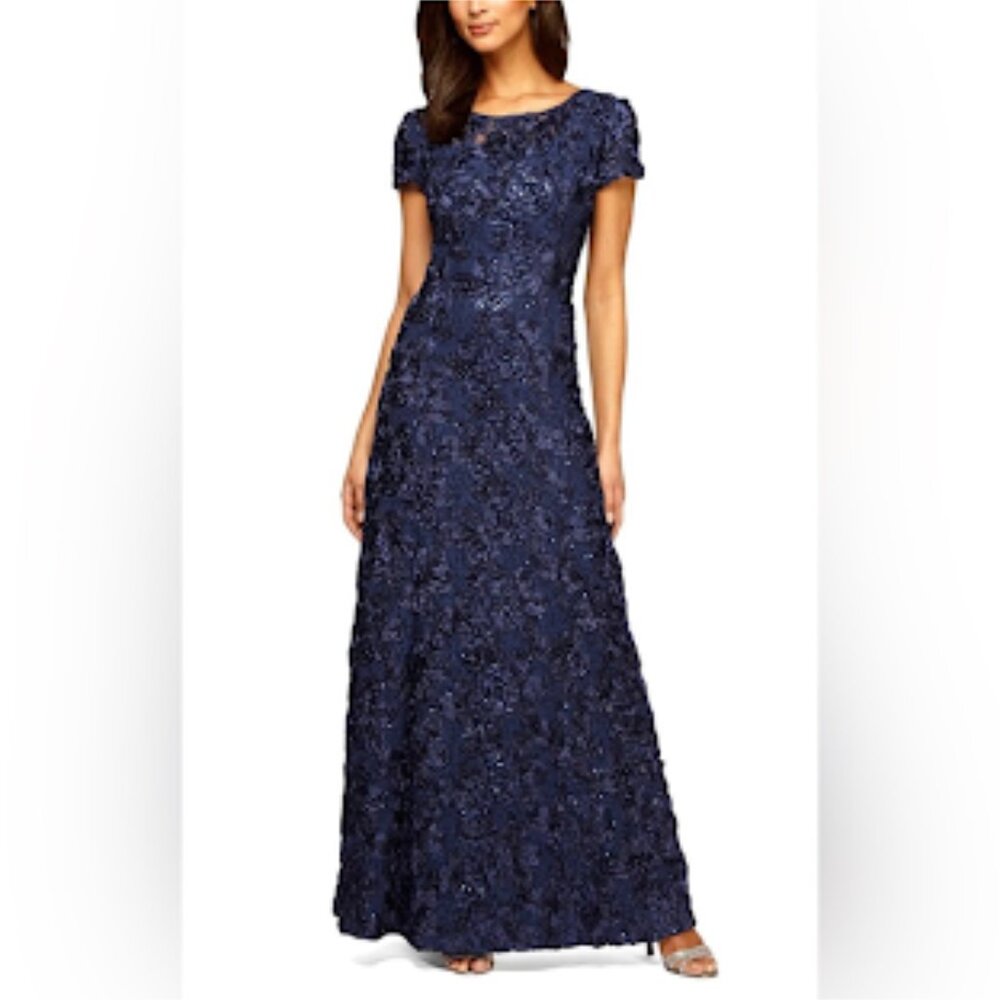 NWOT Alex Evenings Rosette A-Line Gown | Size: 12